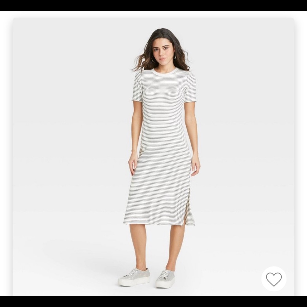 Cream and black striped dress